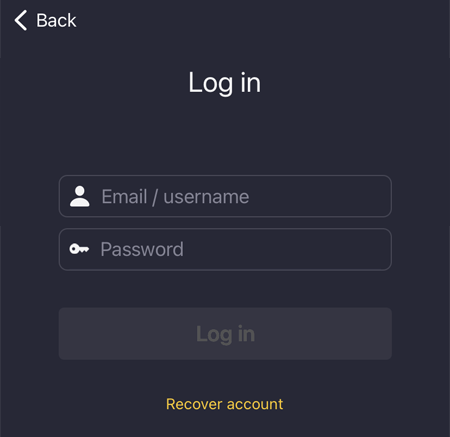Login screen of the mobile CyberGhost VPN app.