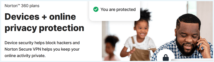 A screenshot of Norton 360's website.