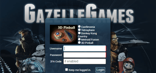Homepage of the torrent website Gazelle Games