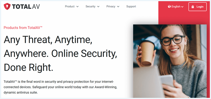 A screenshot of TotalAV's website page on antivirus.